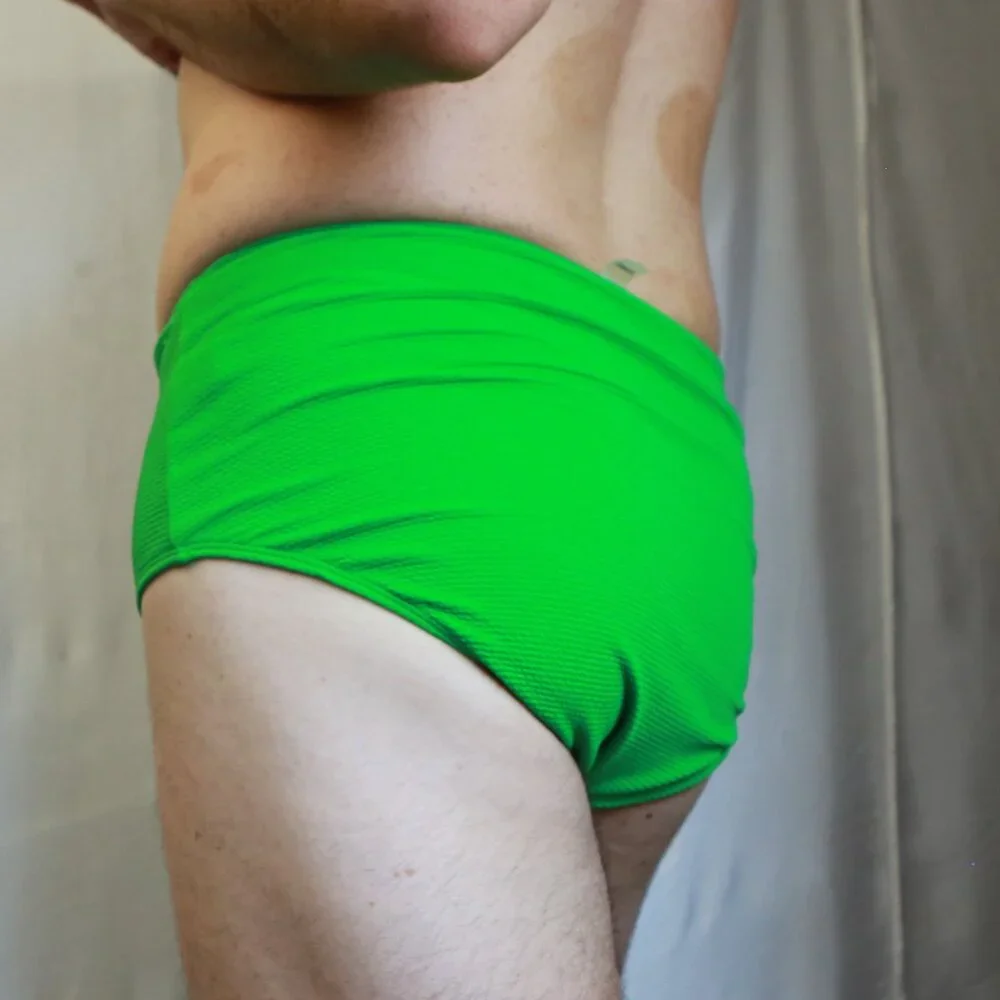 Extra High Waisted HR French Cut Kelly Green Bikini Swim Bottoms L